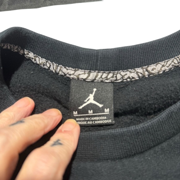 Men's Air Jordan Jumpman Black Spell-Out Sweatshirt M Heavy Nike NBA Sleeve Bull - Picture 4 of 12